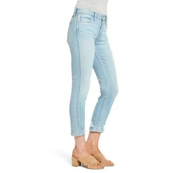 HUDSON JEANS Blue Distressed Crop Skinny Jeans - Picture 3 of 12